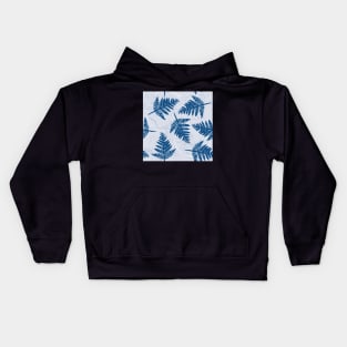 fern leaves classic blue, light version Kids Hoodie